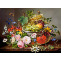2000 - STILL LIFE WITH FLOWERS AND FRUIT BASKET