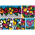 ROMERO BRITTO - COLLAGE CORAZONES Y FLORES