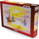 PUESTA DE SOL Y BARCOS