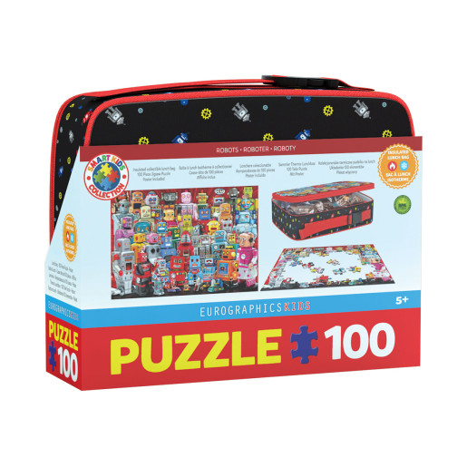 BOLSA DE DESAYUNO CON PUZZLE, ROBOTS