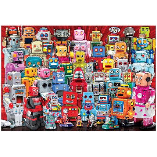 BOLSA DE DESAYUNO CON PUZZLE, ROBOTS