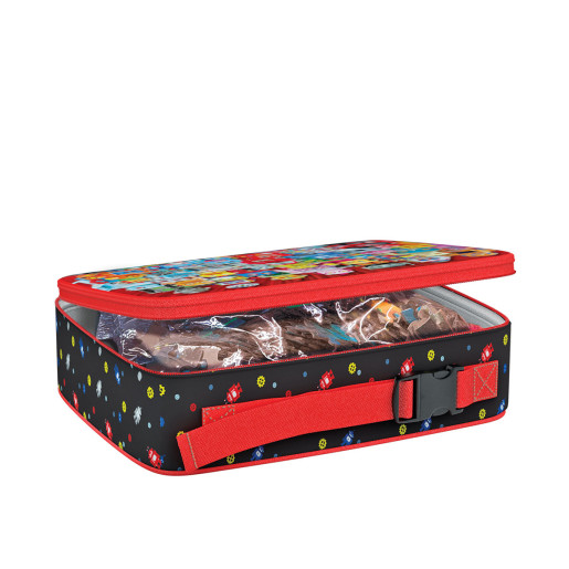 BOLSA DE DESAYUNO CON PUZZLE, ROBOTS