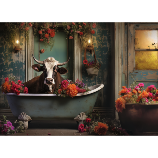 VACA EN LA BAÑERA