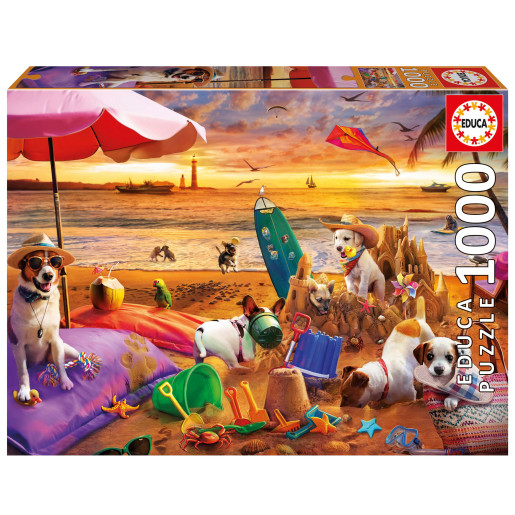 PERROS JUGANDO EN LA PLAYA - EDUCA