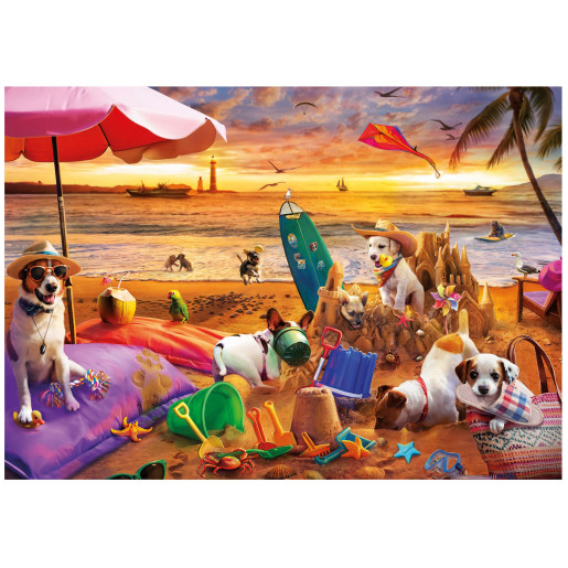 PERROS JUGANDO EN LA PLAYA - EDUCA