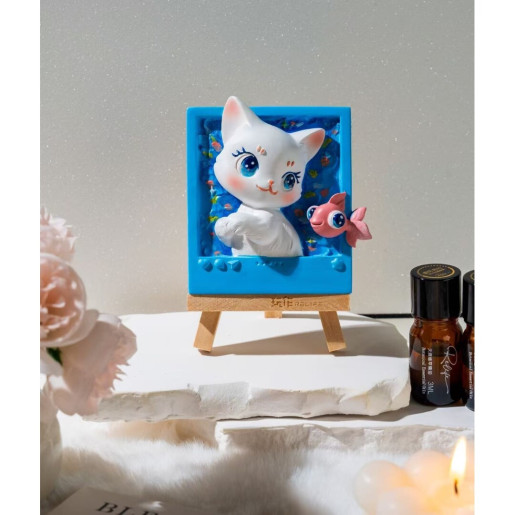 GATO JUGANDO CON PEZ - MAGNETICO - PINTURA EN 3D