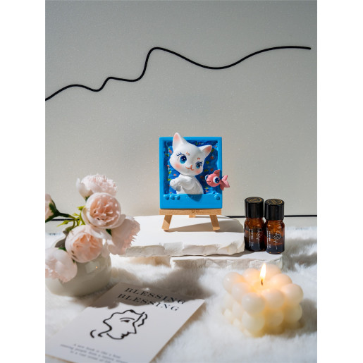 GATO JUGANDO CON PEZ - MAGNETICO - PINTURA EN 3D